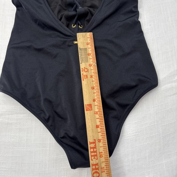 VICTORIAS SECRET Women S Swimsuit Black Lace Up Front Open Back One Piece Summer - Picture 12 of 12